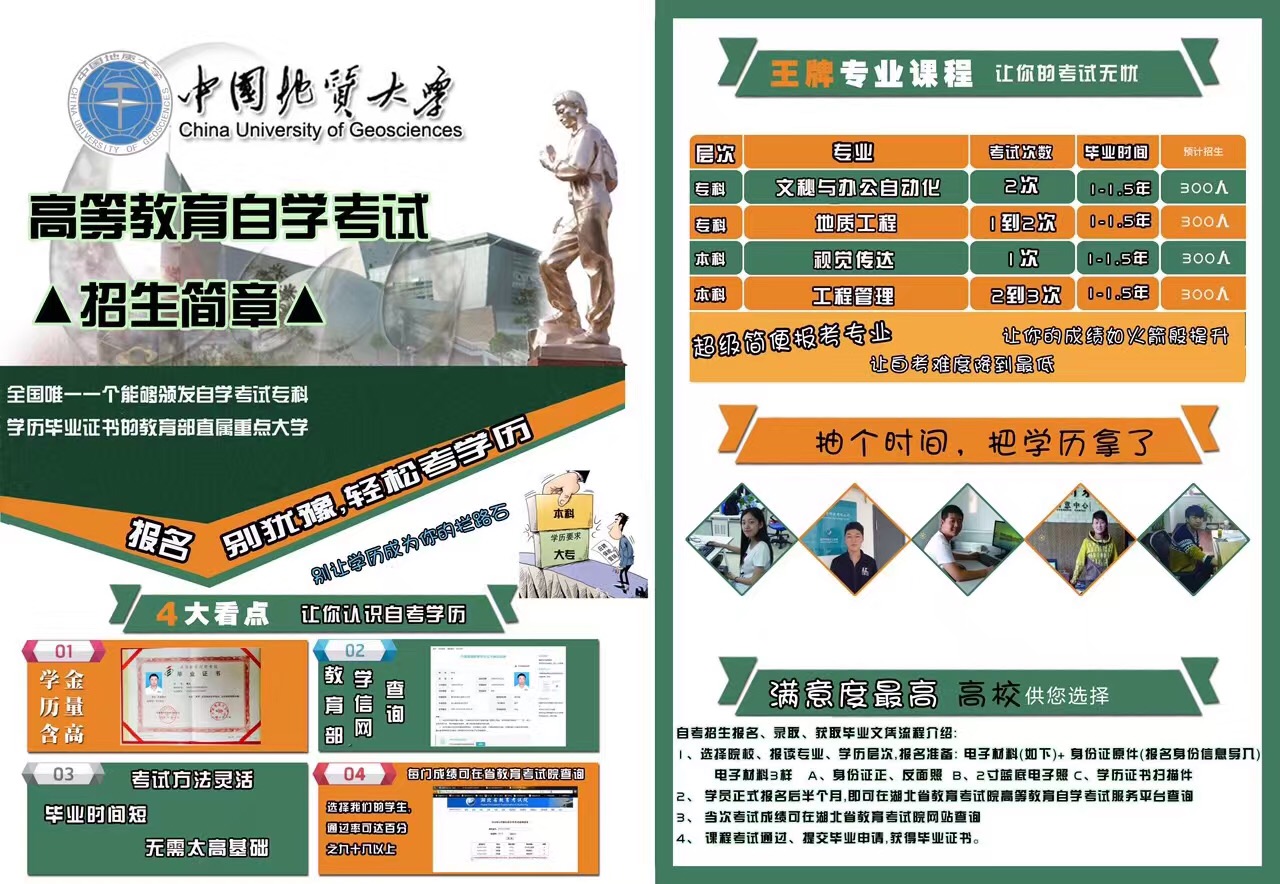 中国地质大学一年毕业自考项目